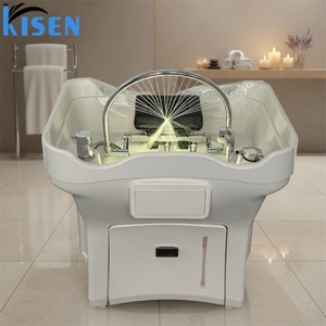 Lavacabezas Kisen Blanco de ABS, Duradero y Fácil de Limpiar, con Tanques de Calentamiento, Modelo Alto para Salón y Cama de Masajes - Product Image 1