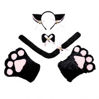 Ensemble de bandeau oreilles de chat, gants pattes et queue en peluche pour femme Leton, accessoires de costume cosplay anime