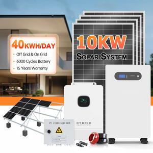 Système d'énergie solaire 10kW 15kW, kit complet monophasé/triphasé pour maison, système solaire hors réseau/sur réseau avec batterie de secours - Product Image 1