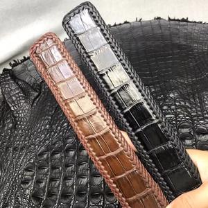 Nouveau design de <span class=keywords><strong>ceinture</strong></span> en cuir véritable tressé de crocodile véritable tressé à la mode avec logo personnalisé <span class=keywords><strong>ceinture</strong></span> de luxe <span class=keywords><strong>pour</strong></span> hommes sans boucle - Product Image 4