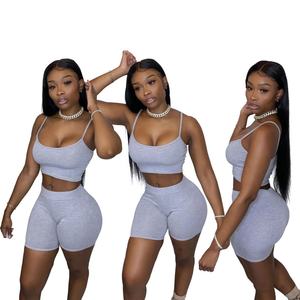 Biker Shorts deux pièces ensemble logo personnalisé cadeau publicitaire promotionnel 2025 été imprimé LogoDeux pièces femmes Biker ensemble court - Product Image 4