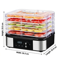 Fabrieks-OEM ODM Elektrische 5-laags digitale besturing BPA-vrije roestvrijstalen milieuvriendelijke voedseldroger voor fruit en huisdierensnacks