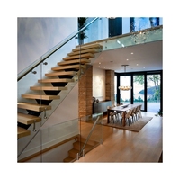 PRIMA Hochwertige Moderne Holz-Treppenstufen mit Glasbaluster Maßgefertigte Gerade Treppe für Häuser