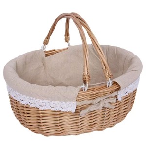 Cesto da Picnic in <span class=keywords><strong>Vimini</strong></span> con Doppio Manico e Fodera in Lino, Cesto Portatile per Frutta e Regali, Direttamente dalla Fabbrica - Product Image 3