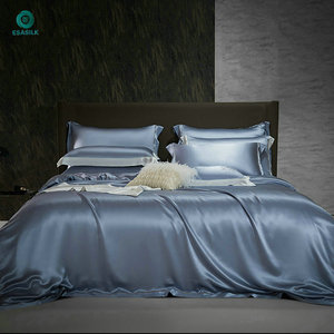 FO lớp tùy chỉnh 100% dâu tằm bộ đồ giường lụa đặt 19mm 22momme lụa được trang bị tấm phẳng Tấm dệt kỹ thuật Vua Kích thước - Product Image 1