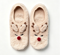 Chaussons et chaussettes d'hiver pour femmes, tricotés, antidérapants, à motifs animaliers