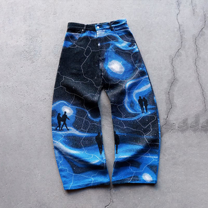 DiZNEW 2025 Design <span class=keywords><strong>Jeans</strong></span> larges pour hommes Impression laser Motifs personnalisables Impression numérique intégrale Camouflage Impression <span class=keywords><strong>Jeans</strong></span> larges pour hommes - Product Image 2