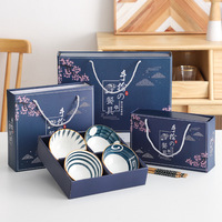 Bol en céramique à impression colorée et logo personnalisé vaisselle bols à soupe et salade de riz coffret cadeau de vaisselle de fête en porcelaine