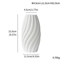 Vase en céramique élégant en porcelaine ARM LVG, sculpture florale de table, motif vague spirale ovale, conteneur pour fleurs