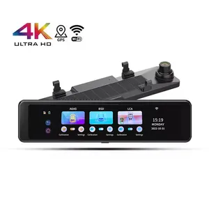 Camera Kép 4K Camera Gương 12 Inch Cho Xe Hơi Camera Hành Trình Chiếu Hậu Màn Hình Cảm Ứng Camera Trước Và Sau