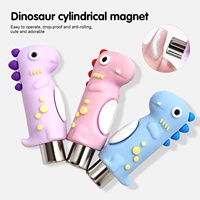 Aimant cylindrique pour nail art, motif petit dinosaure œil-de-chat mignon, anti-chute, anti-roulement, puissant, long et robuste