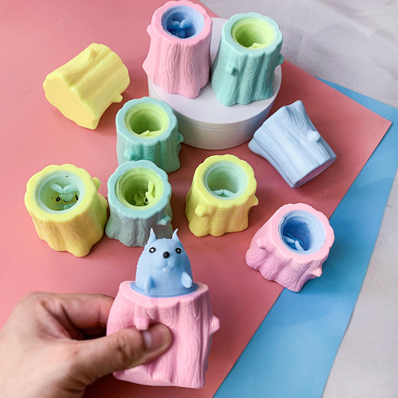 Squishy Squeeze Popper Fidget Toy Cup Decompression Evil Squirrel Toys for Kids in Vending Machines