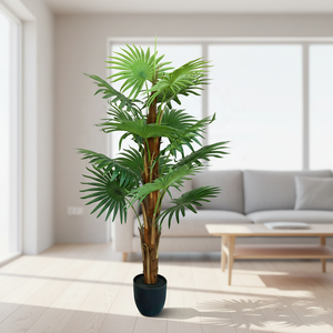 <span class=keywords><strong>Vente</strong></span> flash : Arbustes tropicaux artificiels en plastique, palmier en éventail artificiel de 120 cm pour la décoration intérieure - Product Image 1