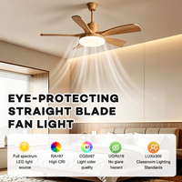 Nouveau design moderne, plafonnier LED à 5 pales en bois, couleur réglable, 36W*2, luxe, chambre à coucher, salle à manger, avec télécommande et ventilateur