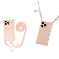 Étui Portefeuille en Silicone avec Cordon Tour de Cou et Porte-Cartes pour iPhone 16 16E 15 14 Plus 13 12 Mini 11 Pro Max XR XS – Housse Souple