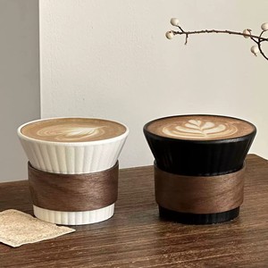 แก้วเซรามิกสีพื้นสไตล์มินิมอลทันสมัย พร้อมหูจับ สำหรับกาแฟลาเต้ อเมริกาโนเย็น ป้องกันความร้อน แก้วเอสเพรสโซ่ลาเต้อาร์ต - Product Image 2
