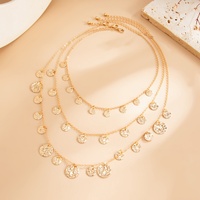 Ensemble de colliers superposables vintage à breloques disques martelés multicouches pour femme, style bohème, collier statement pour soirée, accessoires bijoux