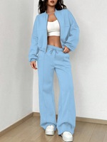 Ensemble de survêtement décontracté et ample pour femme grande taille XL, avec veste zippée et pantalon de survêtement évasé, idéal pour l'automne et les loisirs