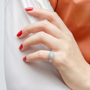 Trendy 925 <b>Silver</b> Stackable CZ <b>Ring</b> and Necklace <b>Set</b>, Simple Geometric Zirconia Jewelry <b>Set</b> for Office Lady - Product Image 3