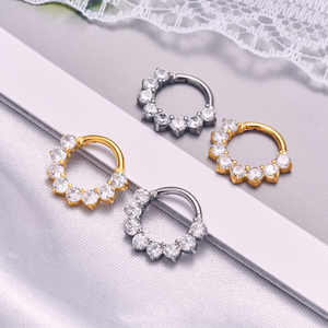 G23 Titan Clicker mũi vòng vách ngăn Hoop bản lề Nhẫn Pave Trắng CZ Tai sụn tragus Helix Thùy cơ thể xuyên đồ trang sức - Product Image 3