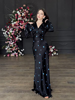 Abaya musulmane élégante pour femmes, en polyester, col en V, longueur cheville, imprimé floral, style décontracté, pour l'Aïd, vente en gros, approvisionnement stable