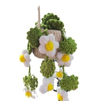 Tricoté à la main tissé panier suspendu fleur rétroviseur décoration voiture pendentif créatif en gros fleur artificielle
