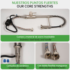 <span class=keywords><strong>Robinet</strong></span> de <span class=keywords><strong>cuisine</strong></span> en acier inoxydable SOLVEX, mitigeur à poignée unique, douchette extractible, commande thermostatique, cartouche céramique, 2 fonctions, hôtel - Product Image 5