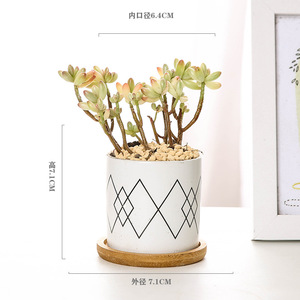 2023 Offre Spéciale fournisseur style nordique motif géométrique cylindre pot rond avec trou de drainage pots de fleurs en céramique pour la décoration intérieure - Product Image 6