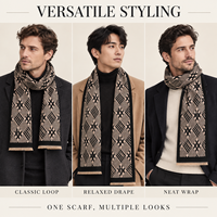 Écharpe tricotée haut de gamme en laine et viscose respirante pour homme, châle à carreaux polyvalent, cadeau pour petit ami