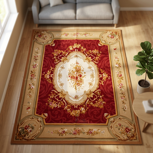 Alfombra Premium de Lana y Algodón Rojo Marrón Indio, Diseño Vintage Anudado a Mano, Estilo Tejido Suave para Hogar, Oficina, Sala de Estar - Product Image 2