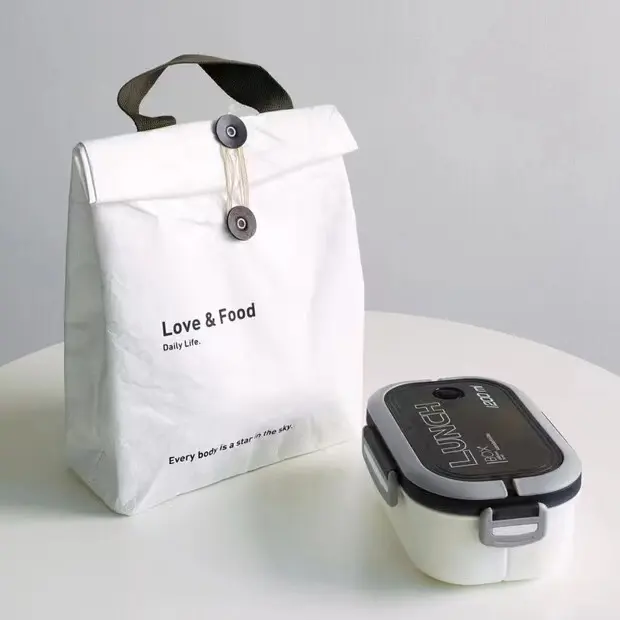 กระเป๋าเก็บความเย็นกันน้ำได้ถุงอาหารกลางวัน Tyvek ถุงเก็บความร้อนถุงอาหารกลางวันแบบปิกนิกออกแบบได้ตามต้องการ