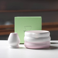 Astief Vente en Gros Offre Spéciale Kit Complet Bol à Matcha en Céramique et Porcelaine Couleur Dégradée Qualité Alimentaire avec Fouet et Support