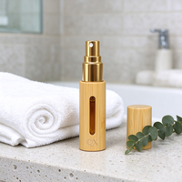 Atomiseur de parfum en bambou naturel rechargeable sur mesure pour voyage, 5 ml, 10 ml, avec pompe dorée, brume fine