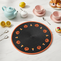 Sets de table écologiques ronds de style zen asiatique, en tissu PP tissé, motif dessin animé de Pâques, épaisseur 1 mm, diamètre 380 mm, marque Yichuan