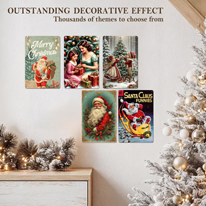 Panneaux en métal en gros, Cadeau de Noël 2026, Décoration murale, Art vintage, Père Noël, Fournitures de fête pour la maison et la chambre, Affiche métallique - Product Image 2