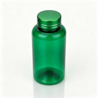 Bouteille PET verte de 200 cc avec bouchon décoratif, flacon à large ouverture pour complément alimentaire, granulés à base de plantes, emballage de produits nutraceutiques solides