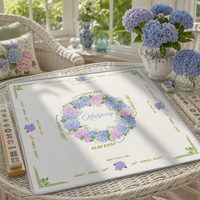 Tapis de Mahjong Moderne Automatique Pliable Portable Imprimé Couronne d'Hortensias Écologique Durable pour Casino et Jeux d'Hasard Lavable Anti-bruit