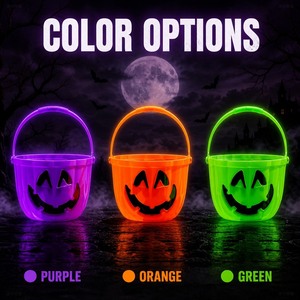 Oferta de Sombreros: Cubo de Calabaza Luminoso de Plástico para Halloween, Jack O' Lantern Brillante para Fiestas de Dulces o Travestiduras de Halloween - Product Image 4