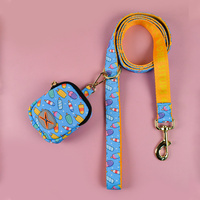 MIDEPET Collier, laisse et sac à déjections canines personnalisés de luxe, imprimé cœurs blancs, respirants, avec boucle en alliage et ruban en polyester pour petits chiens