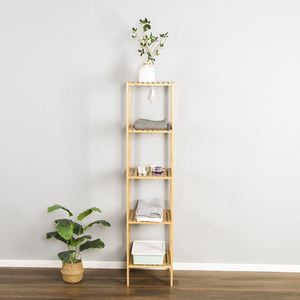 Estante Esquinero de Bambú de 5 Niveles con Acabado NC, Estante de Almacenamiento Multifuncional Estrecho con Diseño de Maceta para Cocina y Entrada - Product Image 3