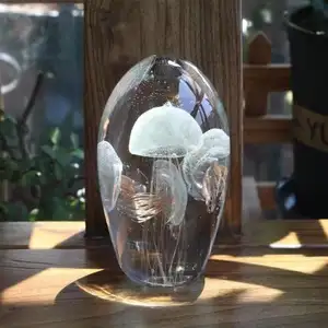 Decoracion de medusas de vidrio de cristal pisapapeles de medusas de vidrio de cristal para decoracion del hogar