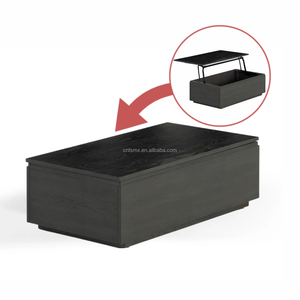 Tavolino <span class=keywords><strong>da</strong></span> Caffè Trasformabile Moderno di Lusso in Legno Naturale Nero Regolabile, Resistente, di Tendenza negli USA per Soggiorno - Product Image 1