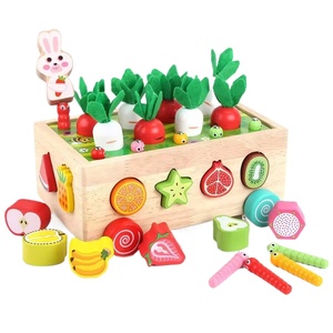 <span class=keywords><strong>Huerto</strong></span> clasificación carro juguete niños pequeños Montessori madera educativo cumpleaños niña regalos madera preescolar aprendizaje habilidades motoras finas - Product Image 1