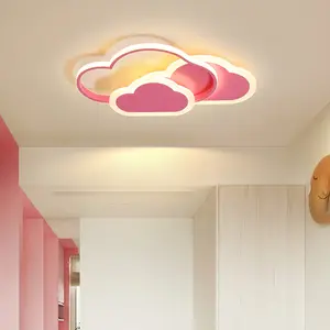 Đèn phòng ngủ sáng tạo cô gái lãng mạn Scandinavian ấm có thể trần đèn LED kim loại hiện đại cô gái màu hồng đèn phòng trẻ em