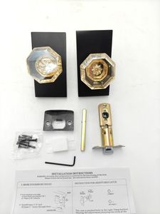 Manijas <span class=keywords><strong>de</strong></span> <span class=keywords><strong>Puerta</strong></span> Modernas <span class=keywords><strong>de</strong></span> Cristal Octagonal Color Ámbar con Placa <span class=keywords><strong>de</strong></span> Aleación <span class=keywords><strong>de</strong></span> Zinc Negra para Privacidad en Interiores <span class=keywords><strong>de</strong></span> Dormitorios - Product Image 5