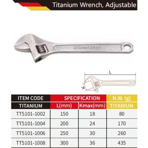 Clé à molette réglable en titane anti-corrosion non magnétique WEDO - Product Image 4