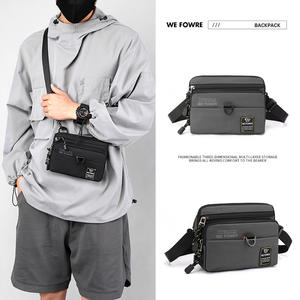 Bolso Bandolera WePower para Hombre, Negro Gris, Impermeable, Resistente, Deportivo, para Hombro y Cintura, Multifuncional, Pequeño, para Colgar - Product Image 3