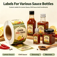 Étiquettes autocollantes pour sauce chili, sauce piquante, condiment épicé, emballage alimentaire, étiquettes imperméables pour aliments
