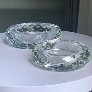 Adl Hot Selling Quality Crystal Glass Ashtray Round Cigar Smoking Accessories Cigarette Crystal Ashtray For Office Gifts