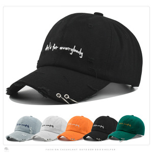Casquettes de baseball rétro vintage réglables non structurées avec logo personnalisé, casquettes de baseball de sport lavées en détresse avec anneaux - Product Image 1